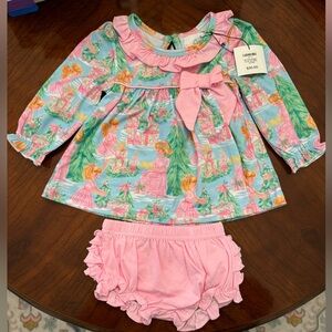 NWT Simply Scarlett Smocks Diaper Cover set Christmas